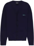 A.P.C. embroidered logo cotton cardigan - Blue