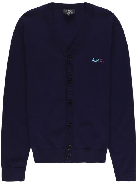 A.P.C. embroidered logo cotton cardigan Men