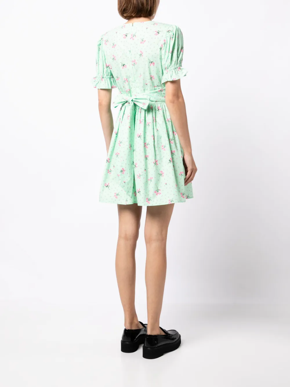 Batsheva Popham Pintucked Floralprint Cottonpoplin Mini Dress In