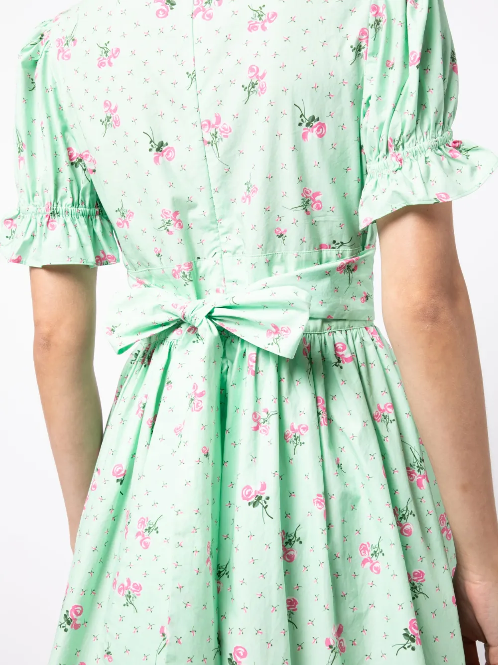 Batsheva Popham Pintucked Floralprint Cottonpoplin Mini Dress In