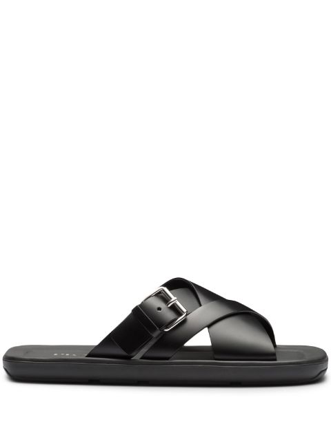 Prada brushed double crisscross sandals