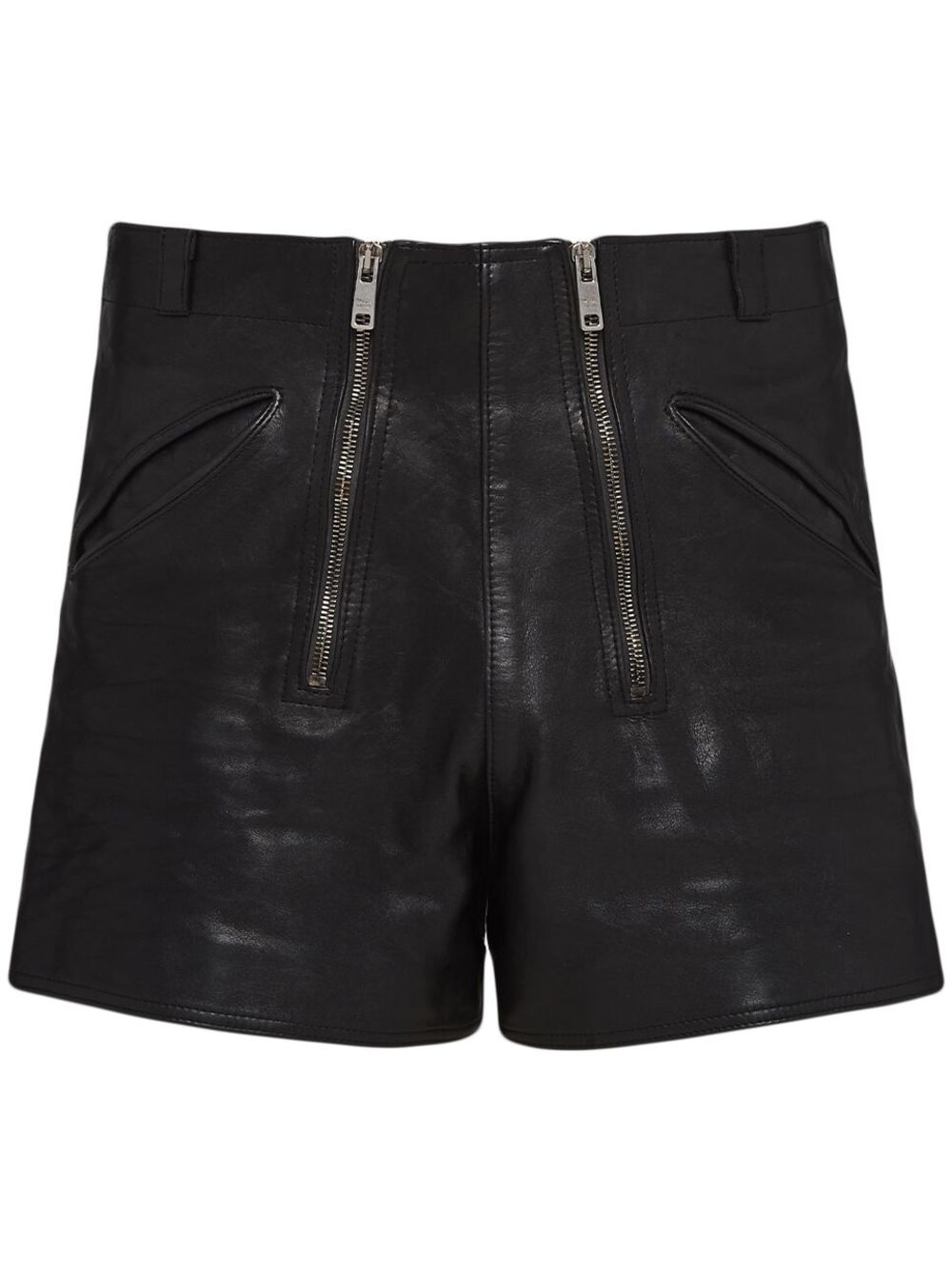 Prada double-zip leather shorts - Black