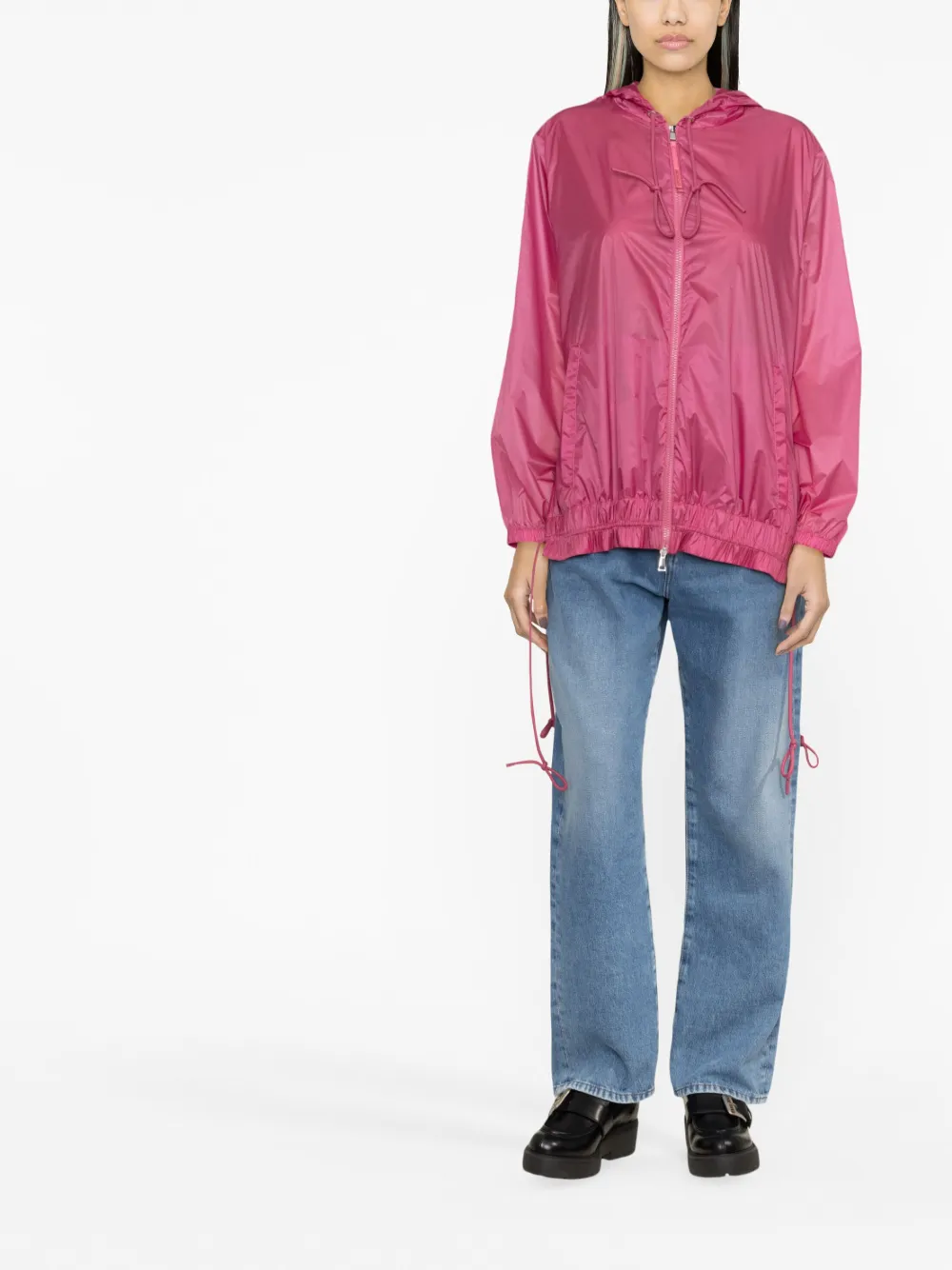 Shop Moncler Hooded Rain Jacket In Pink