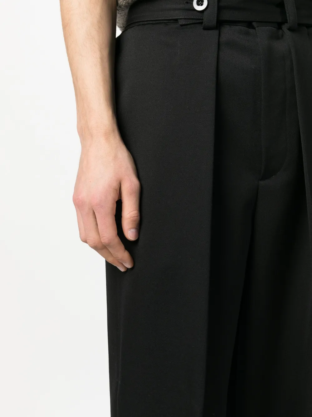 wide-leg wool trousers