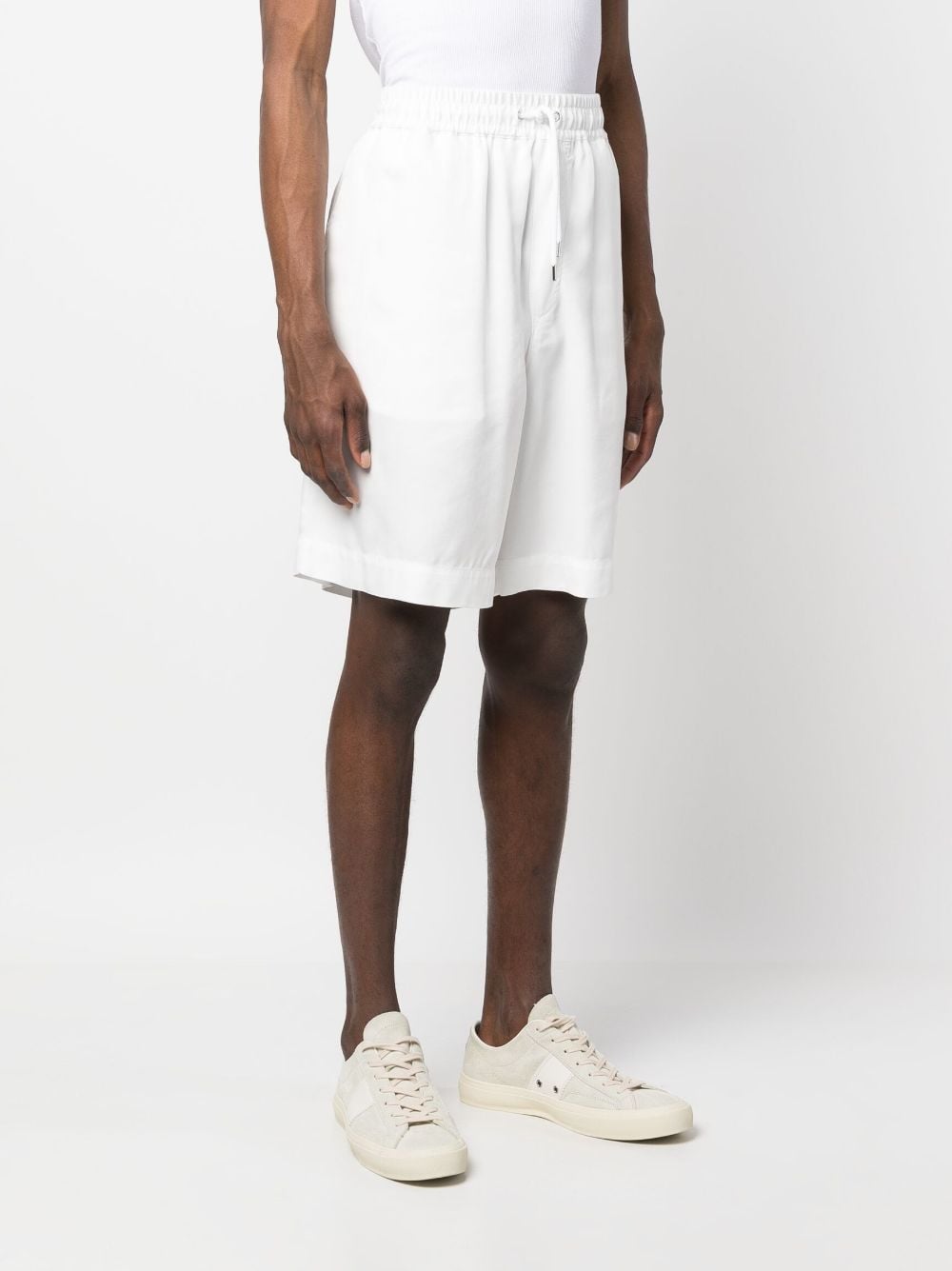Shop Giorgio Armani Straight-leg Drawstring Shorts In Weiss