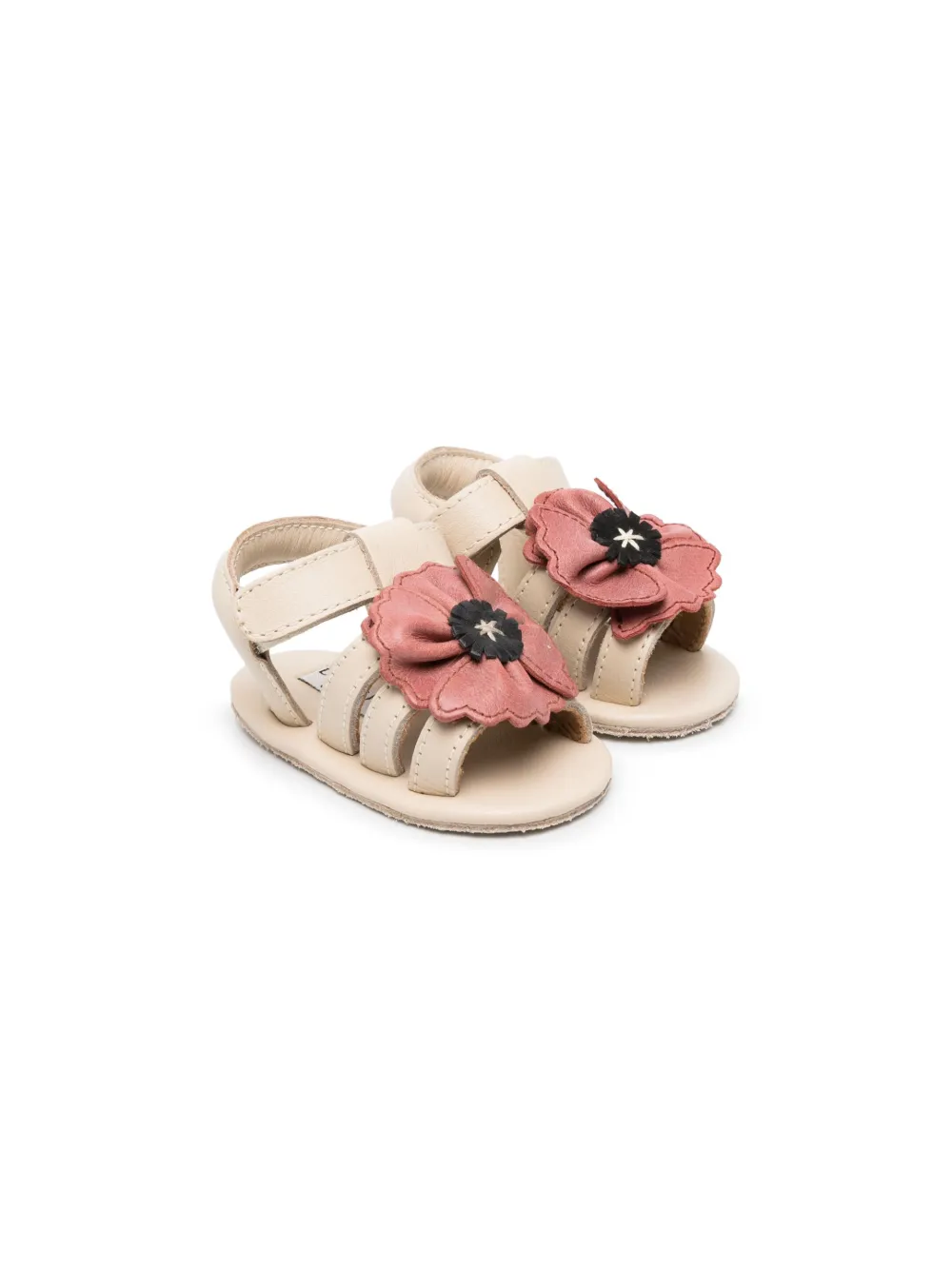 Donsje Babies' Floral-appliqué Touch-strap Sandals In Neutrals