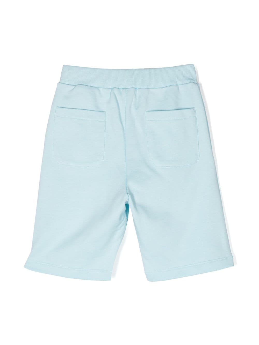 Shop Balmain Embossed-logo Cotton Shorts In Blue