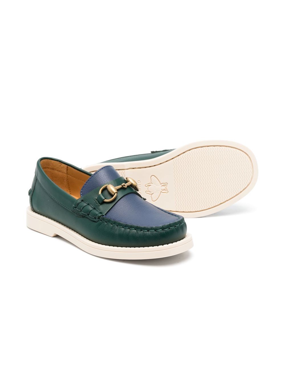 Gucci Kids plain leather loafers - Green