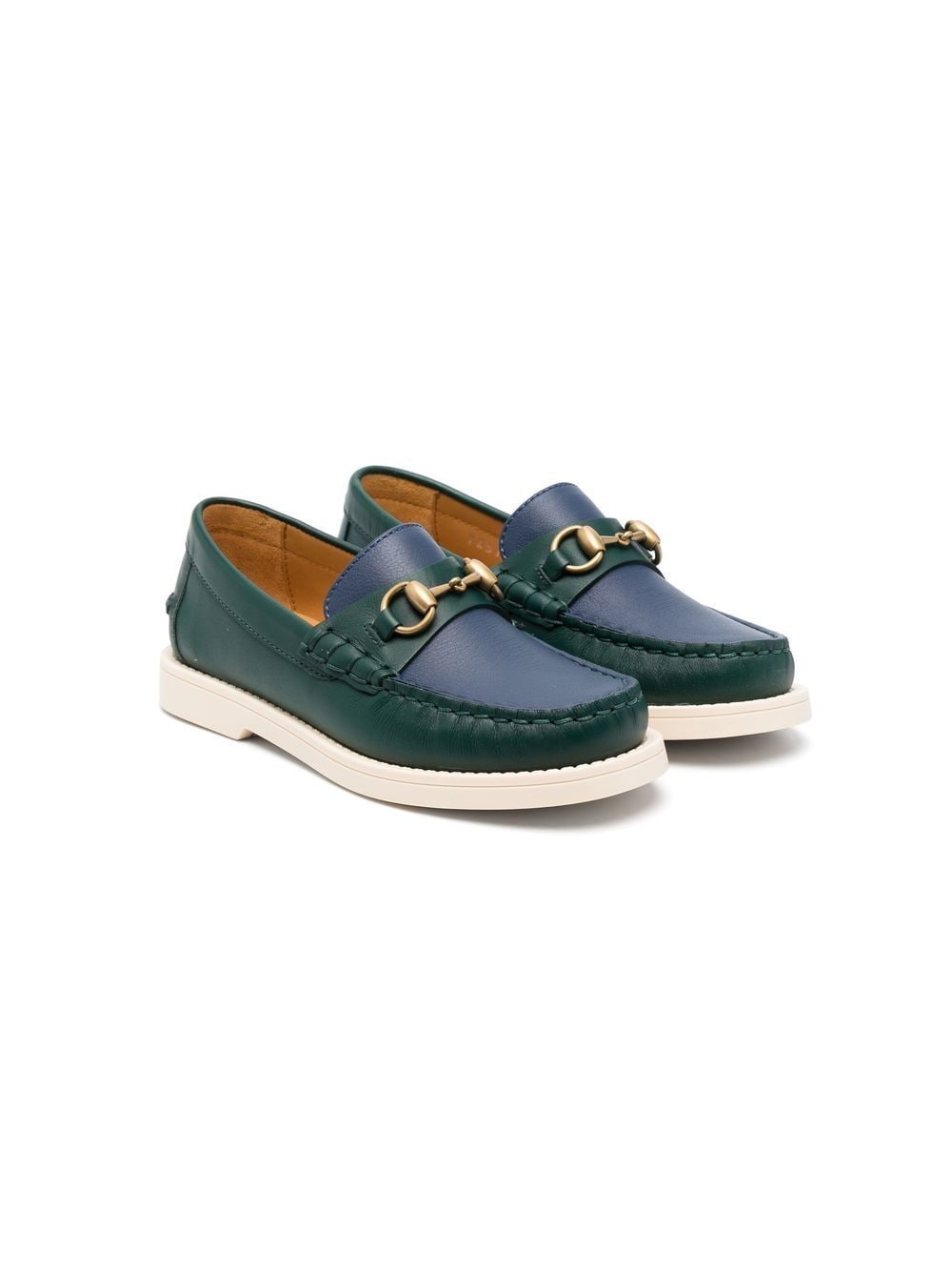 Gucci Kids plain leather loafers Green