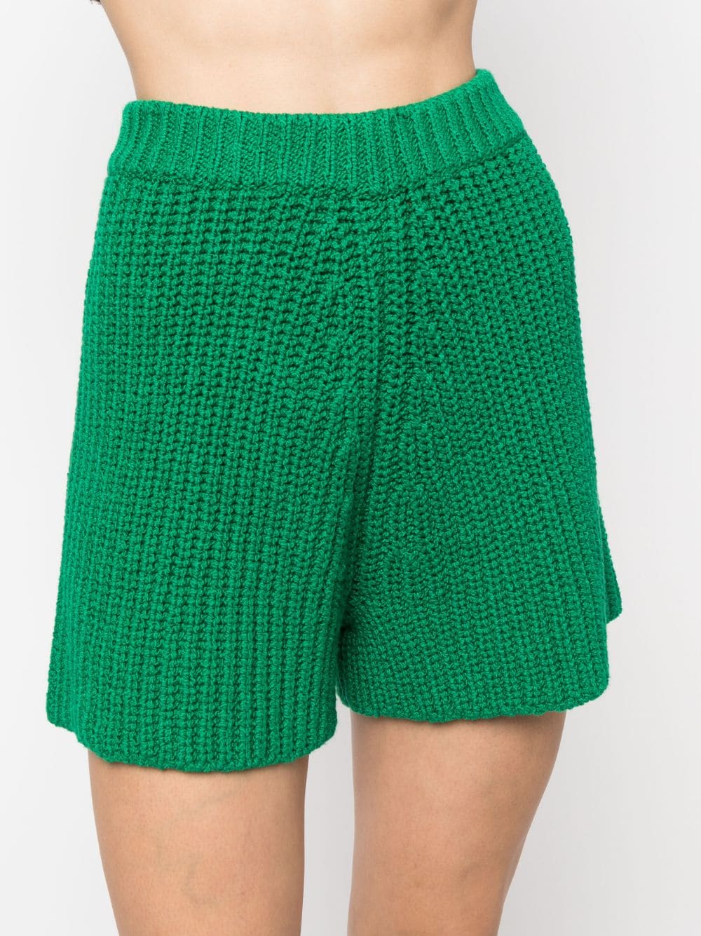 Shop Alanui High-waisted Knitted Shorts In Grün