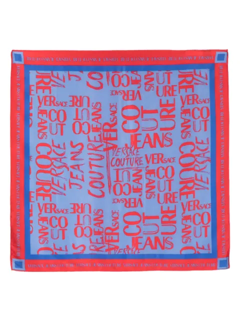 logo-print silk scarf
