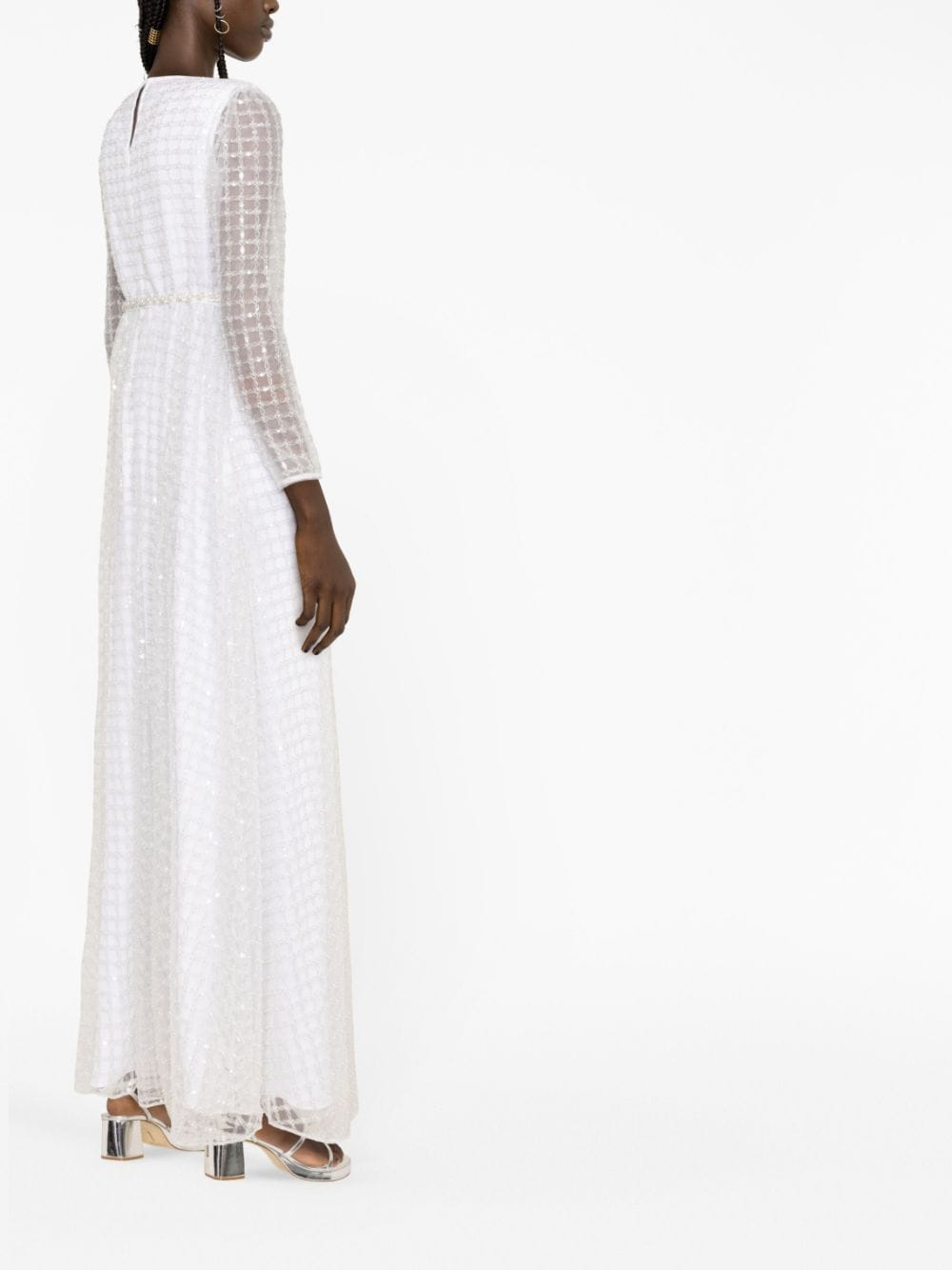 Shop Self-portrait Sequinned Maxi Dress In White