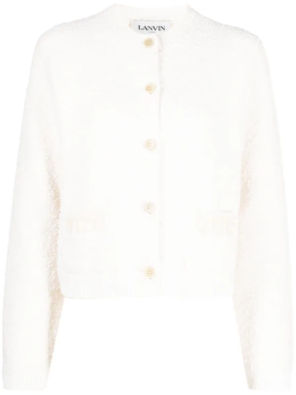 Lanvin Textured-finish Button-fastening Cardigan in White