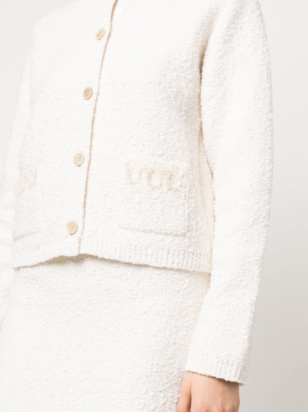 Shop Lanvin Textured-finish Button-fastening Cardigan In Weiss