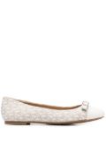 Michael Michael Kors Andrea bow-detail logo-print ballerina shoes - Neutrals