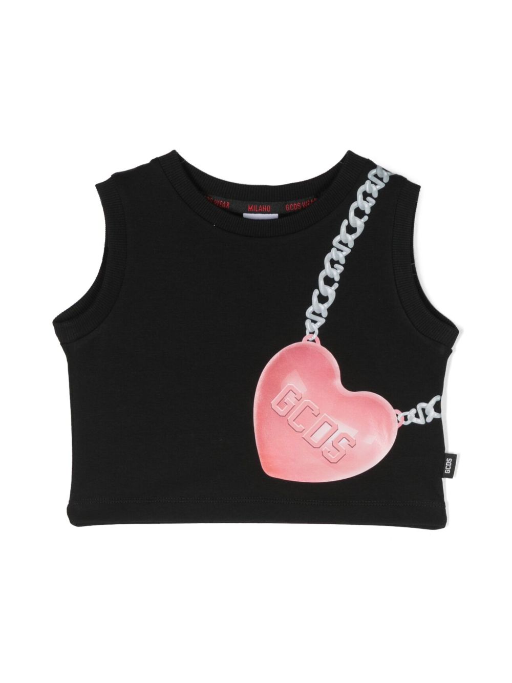 Gcds Kids logo-print cropped top - Black