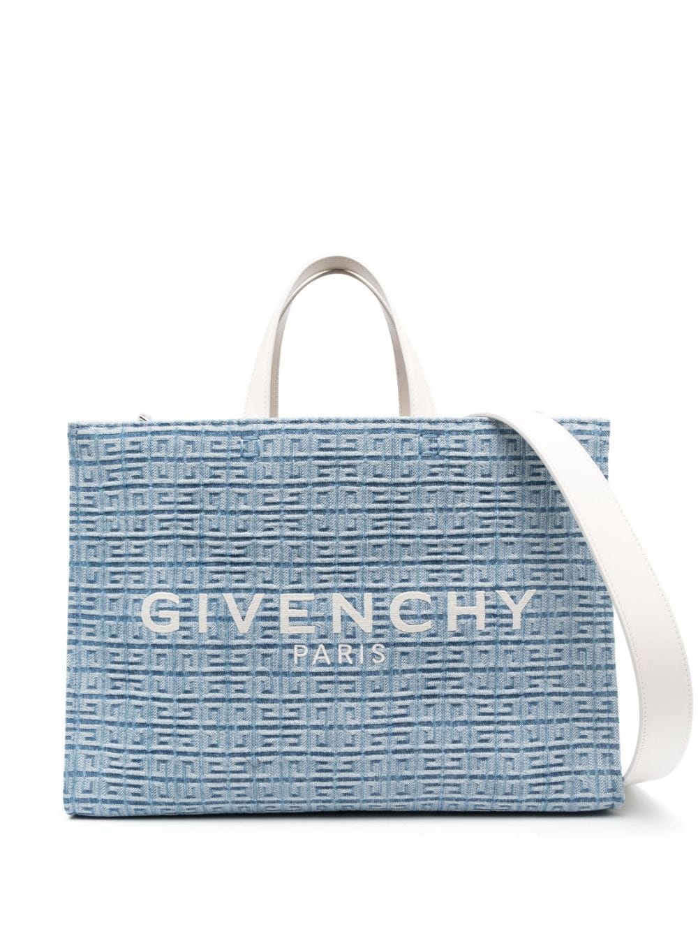 Shop Givenchy Medium G Tote Denim Shopping Bag In Blue