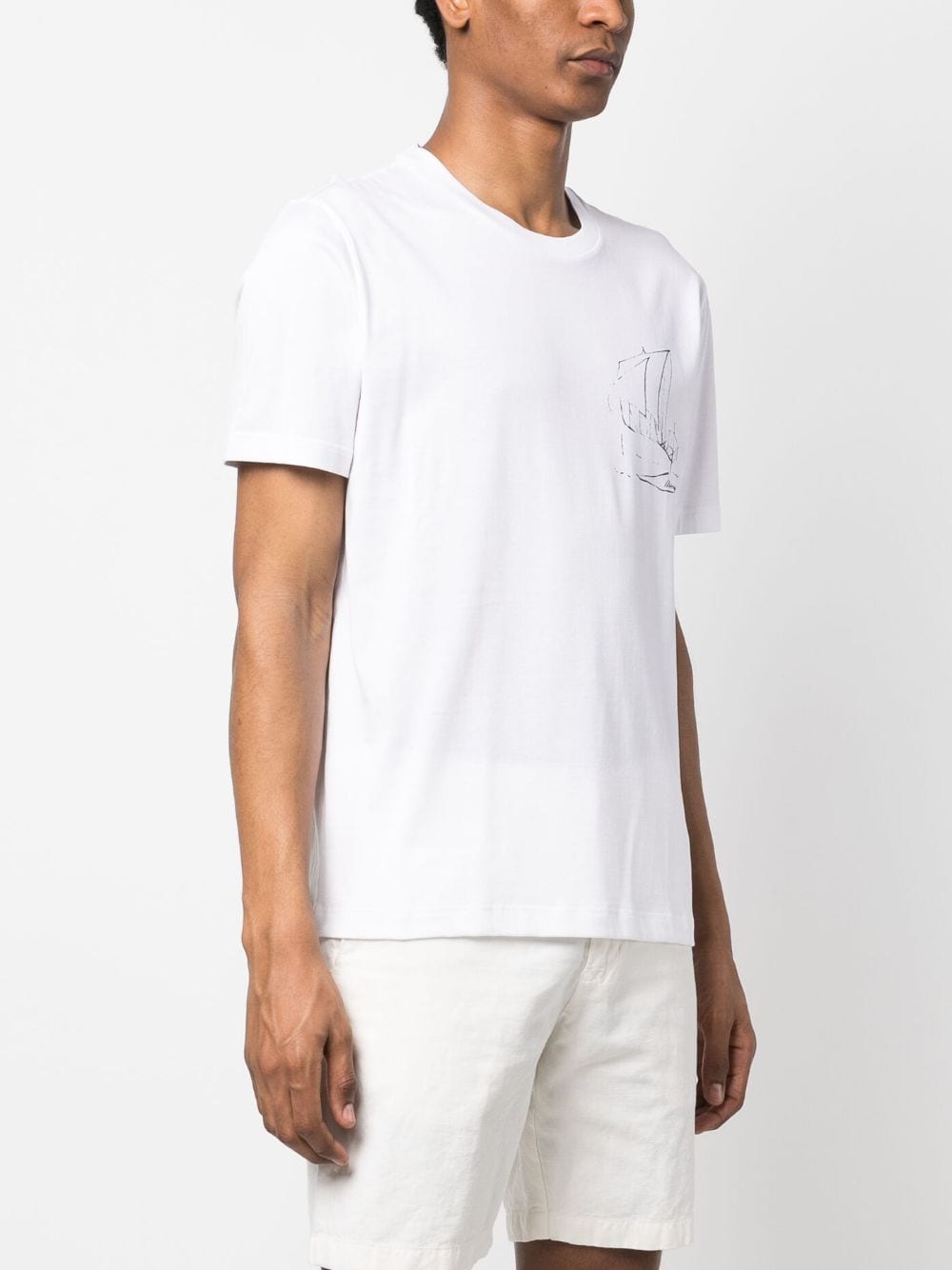 Shop Brioni Graphic-print Cotton T-shirt In Weiss