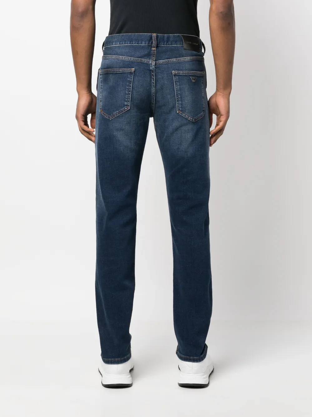 Shop Emporio Armani Mid-rise Straight-leg Jeans In Blau