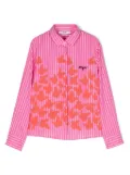 MSGM Kids butterfly-print striped shirt - Pink