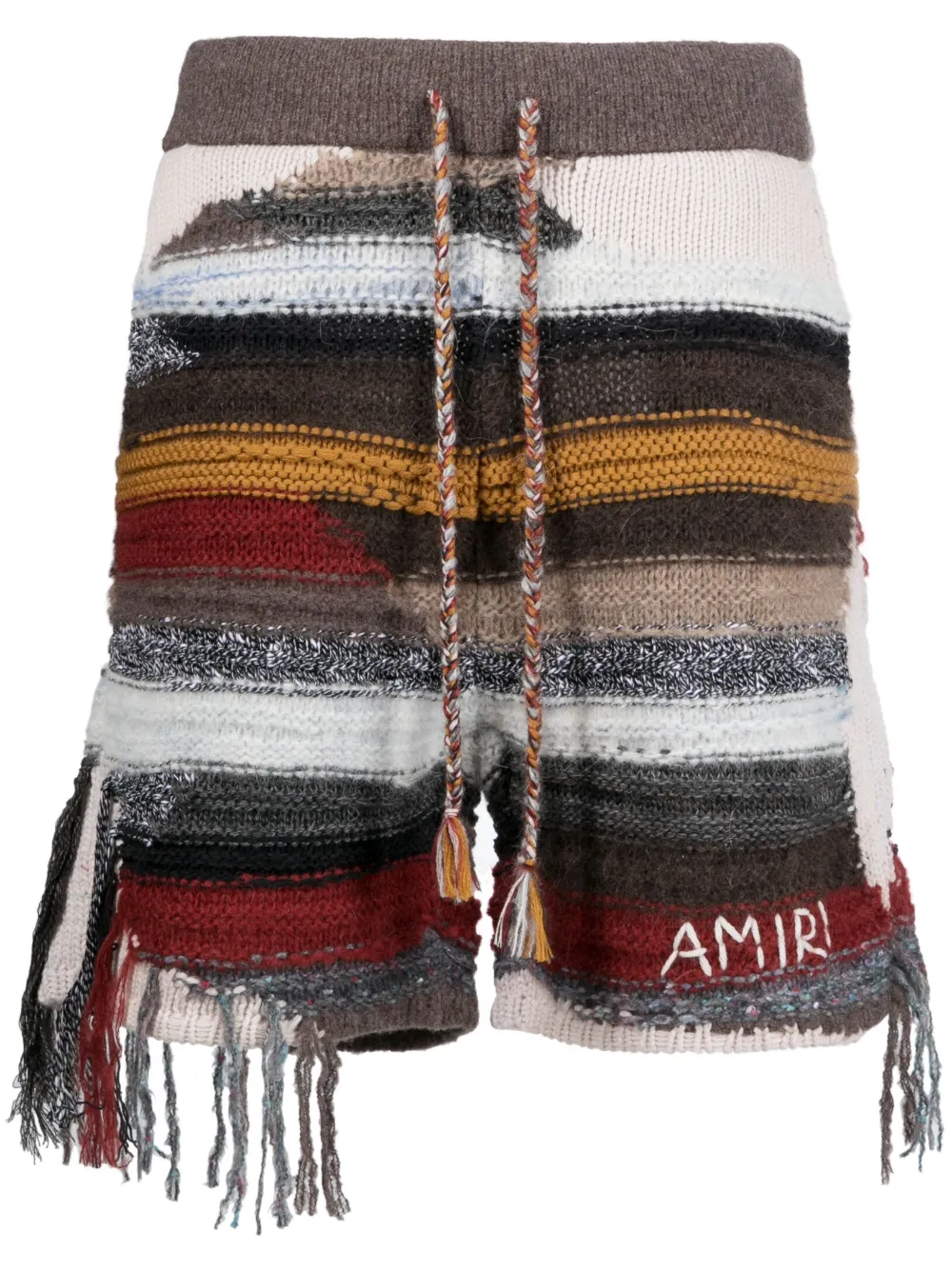 AMIRI logo-embroidered knitted shorts - Brown