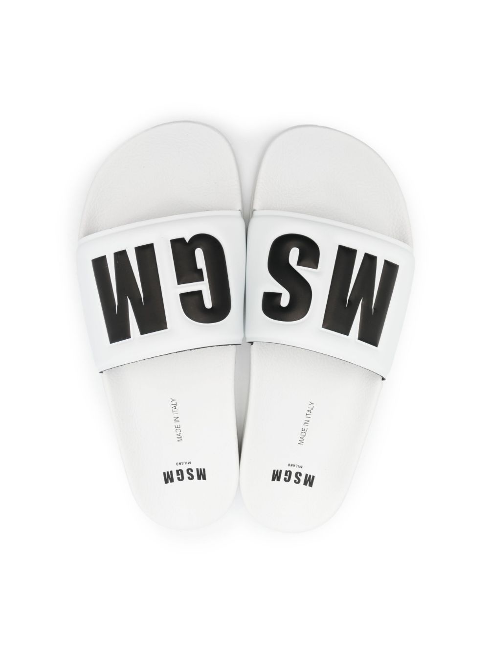 Shop Msgm Logo-print Slides In Weiss