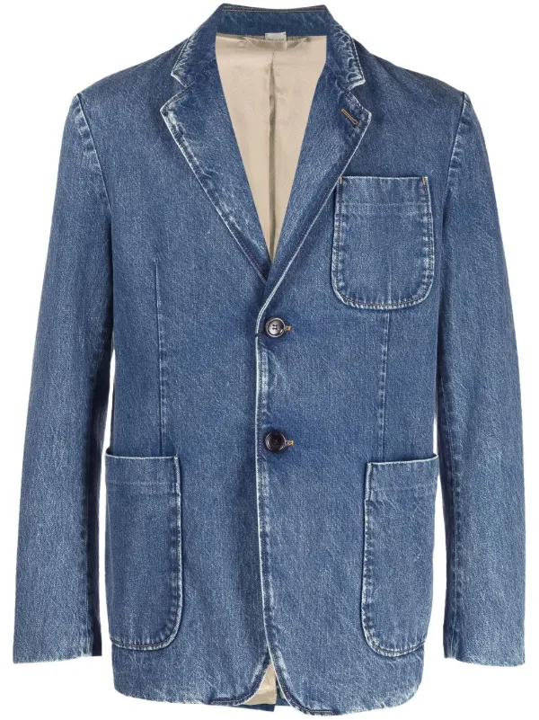 Men's blue hotsell denim blazer jacket