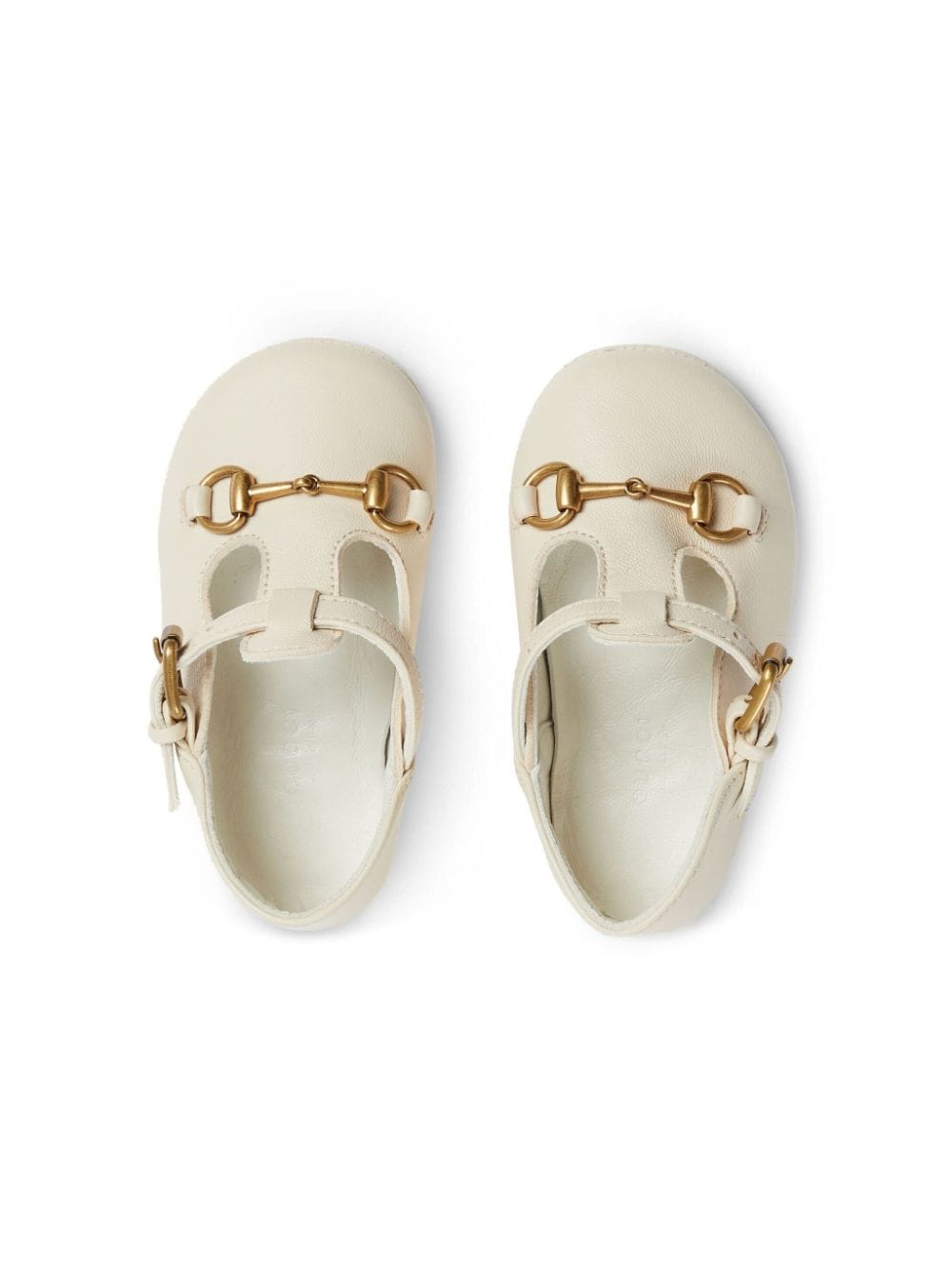 Shop Gucci Ankle-strap Leather Pre-walkers In White
