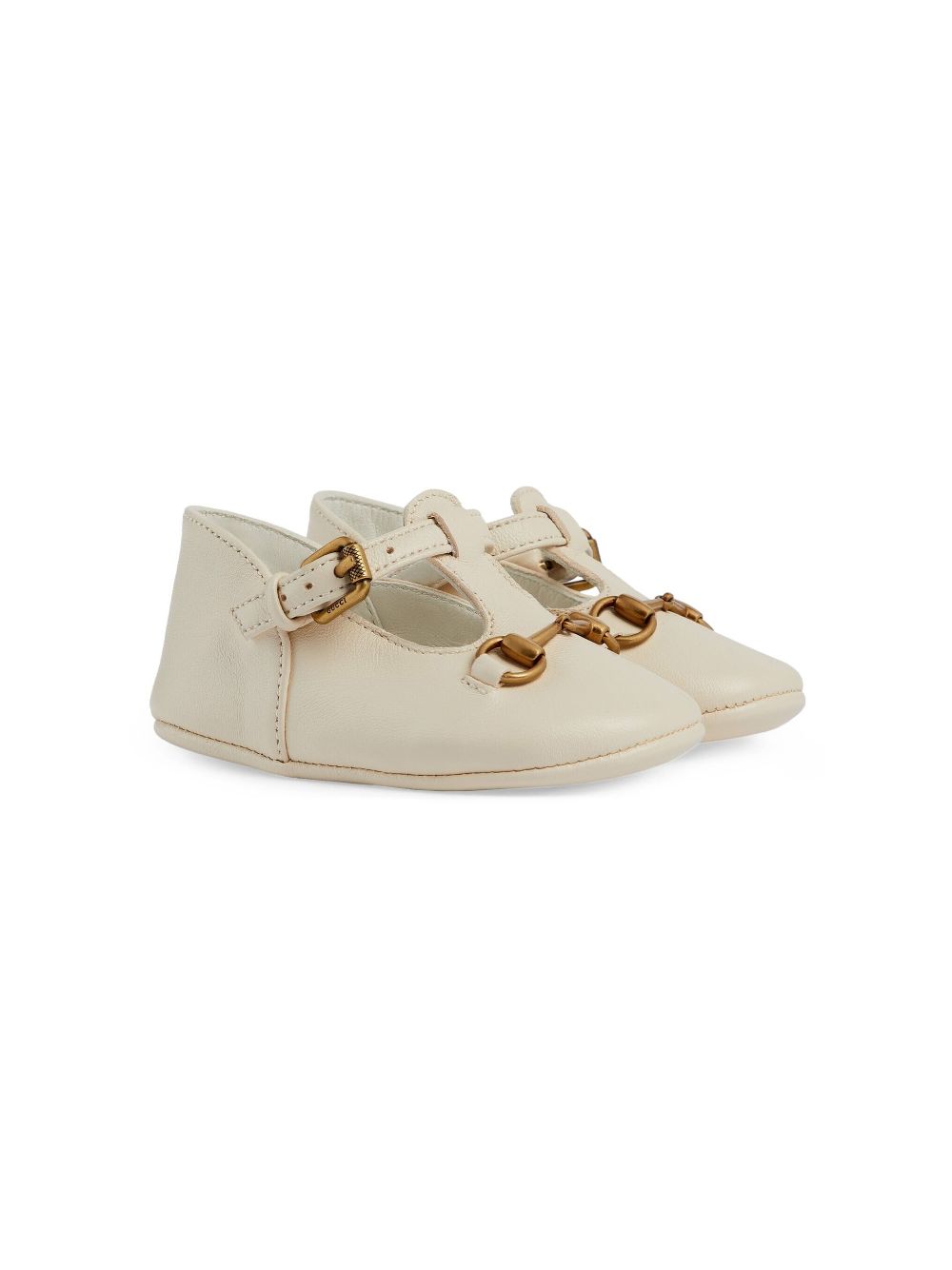 Gucci Babies' Ankle-strap Leather Pre-walkers In White