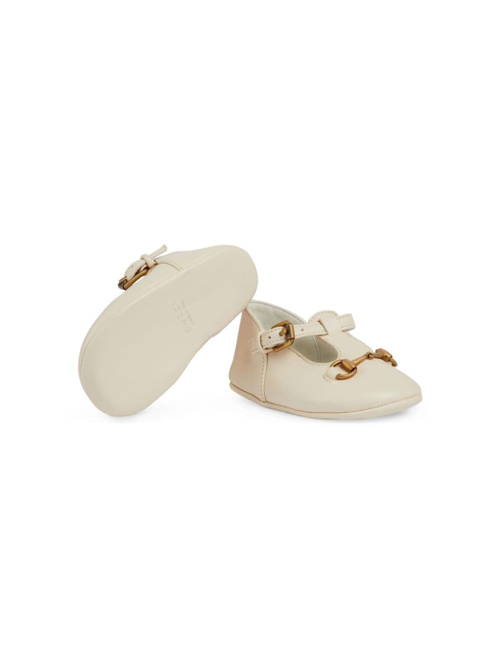 Shop Gucci Ankle-strap Leather Pre-walkers In White