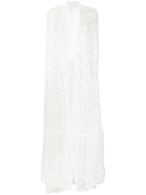 Self-Portrait sequin-embellished semi-sheer cape