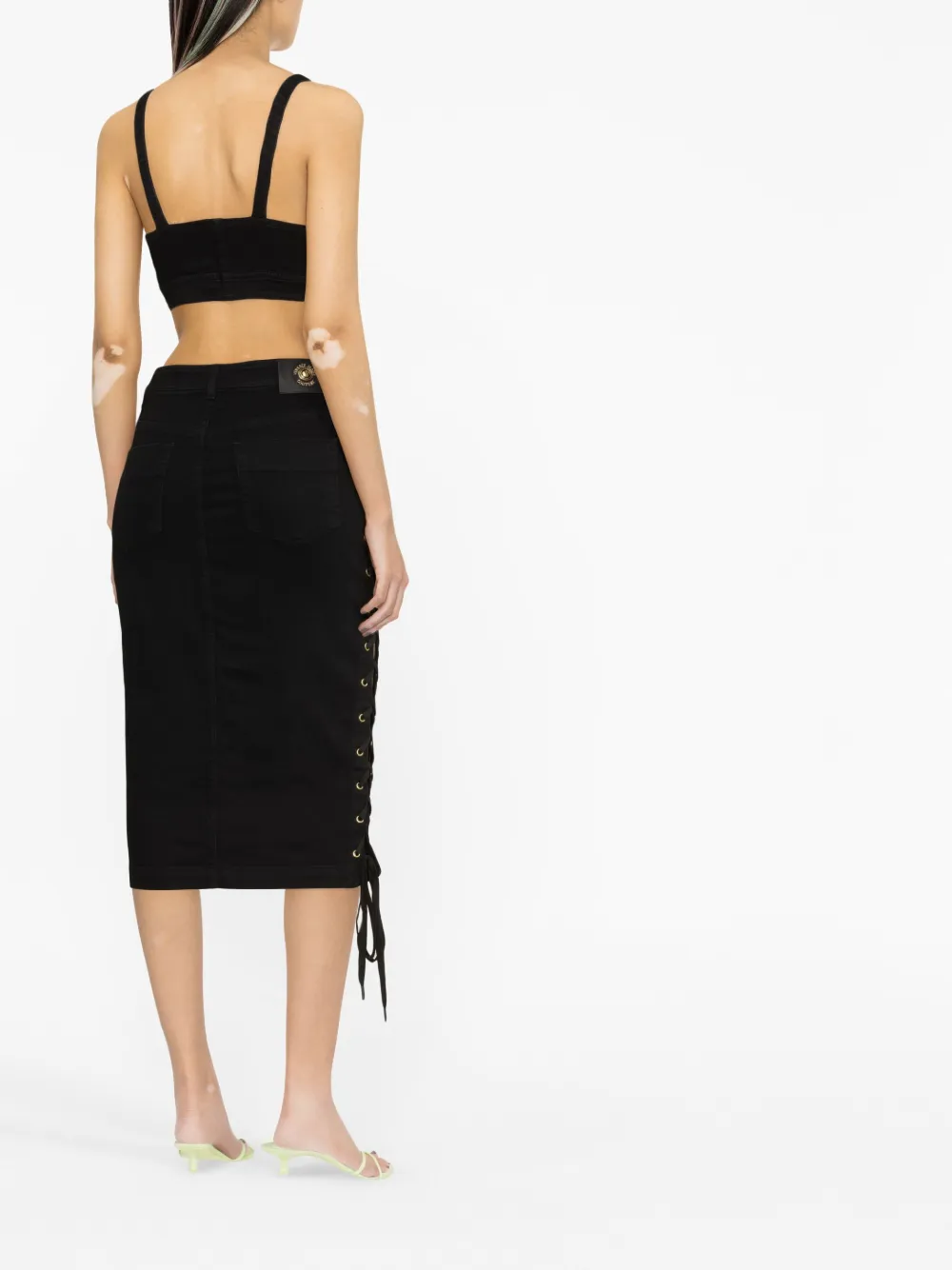Versace Jeans Couture Logo-patch Pencil Skirt In Schwarz