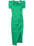 Self-Portrait gathered puff-sleeve dress - Green