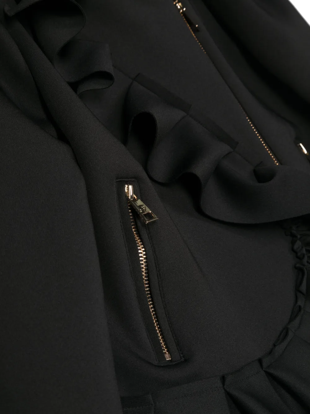 Miss Blumarine Asymmetric-ruffle Jacket In Black