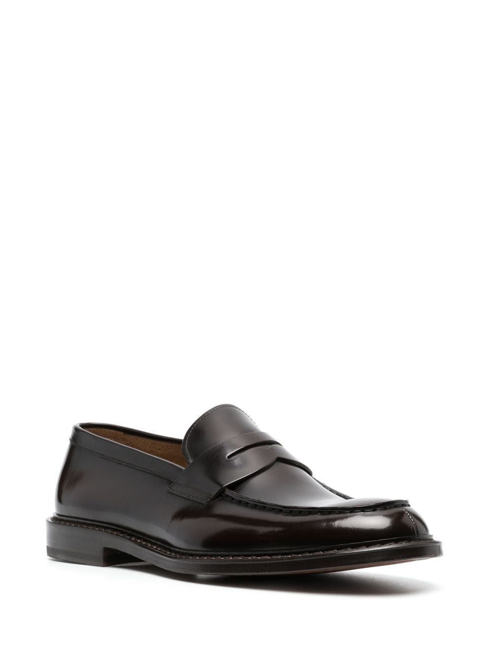 Shop Doucal's Flat Leather Loafers In Brown
