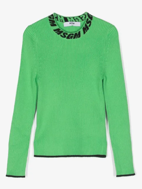 MSGM Kids pull en maille intarsia à design nervuré