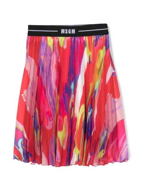 MSGM Kids falda plisada con logo en la pretina