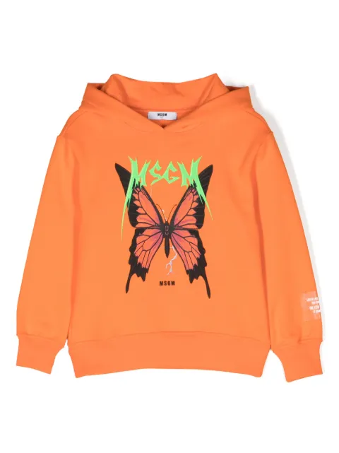 MSGM Kids logo-print cotton hoodie