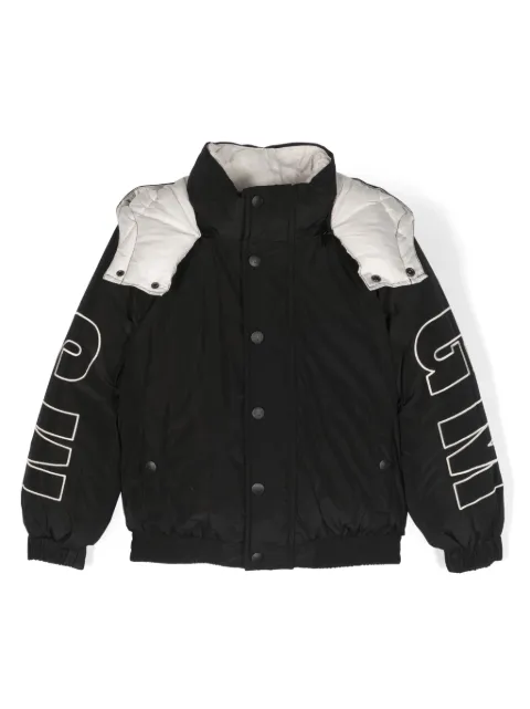 MSGM Kids logo-embroidered two-tone puffer jacket