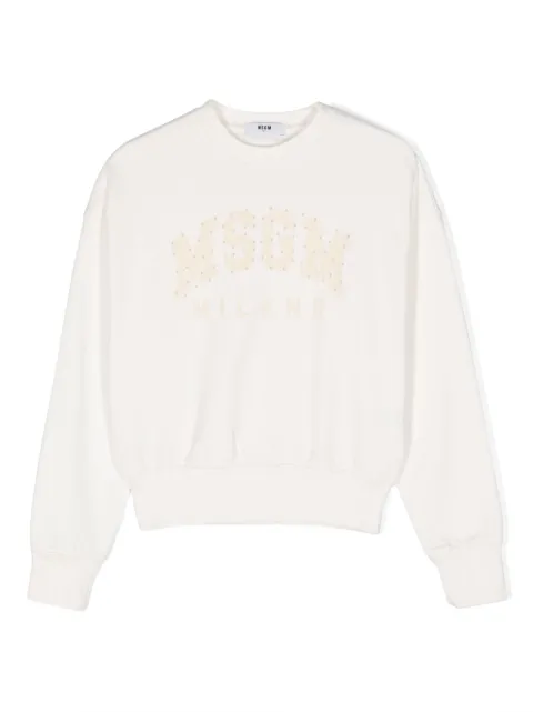 MSGM Kids sudadera con logo estampado y efecto envejecido