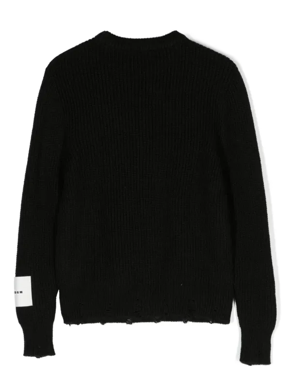 MSGM Kids ダメージヘム ワッフルセーター | ブラック | FARFETCH JP