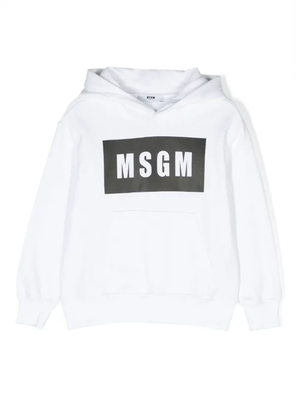 MSGM Kids logo print Cotton Hoodie Farfetch