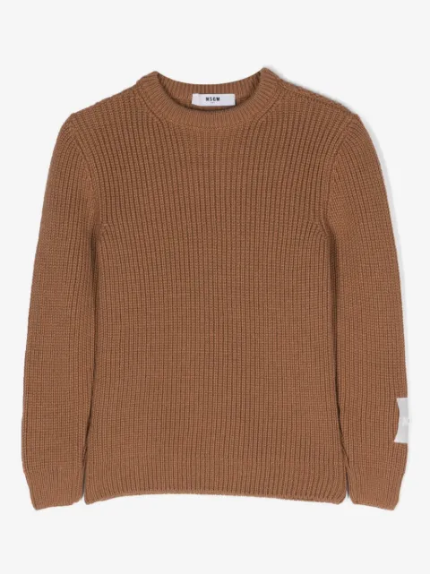 MSGM Kids intarsia-knit logo crew-neck jumper 