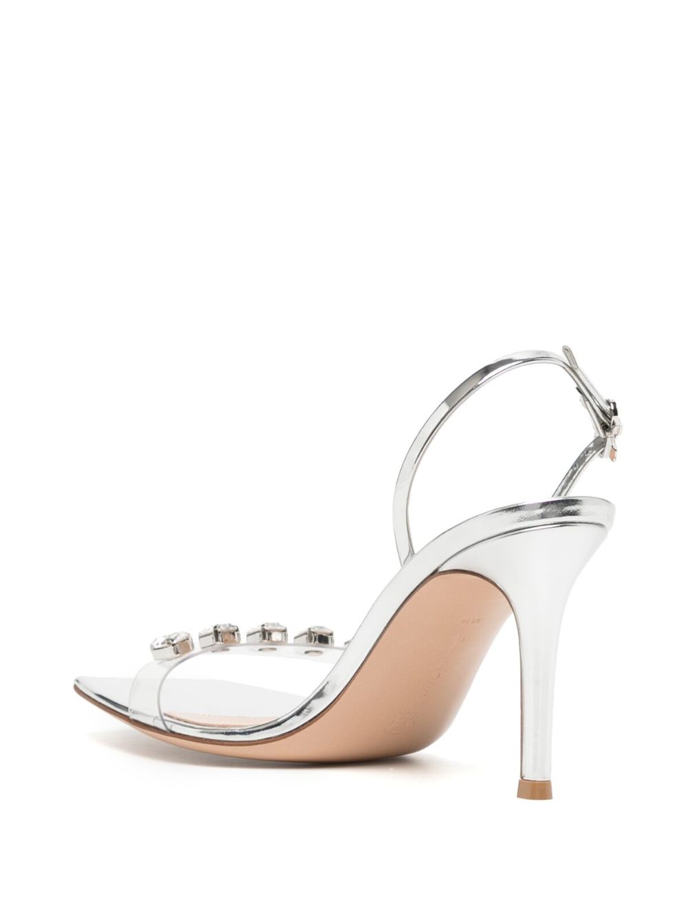 Shop Gianvito Rossi Ribbon 90mm Crystal-embellished Sandals In Silver