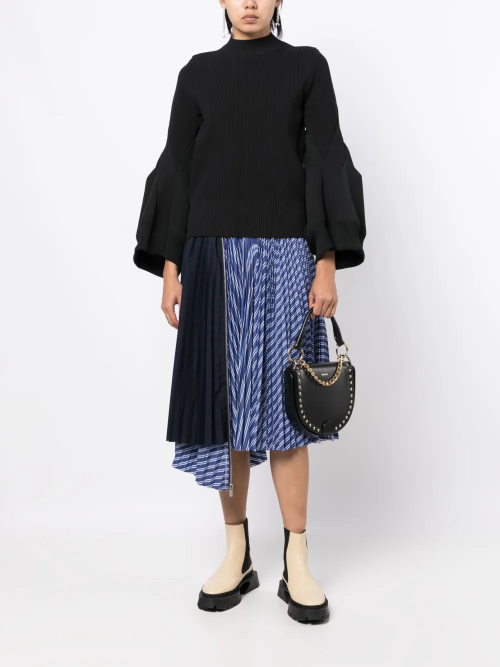 sacai Top met ballonmouwen - Zwart