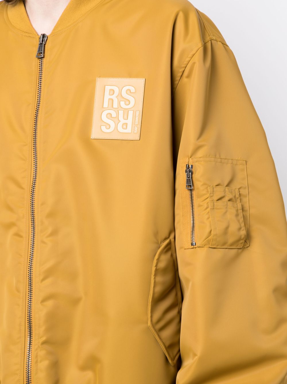 Shop Raf Simons Logo-patch Bomber Jacket In Yellow