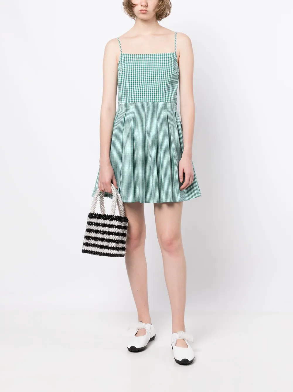 Shrimps Jurk met gingham ruit - Groen