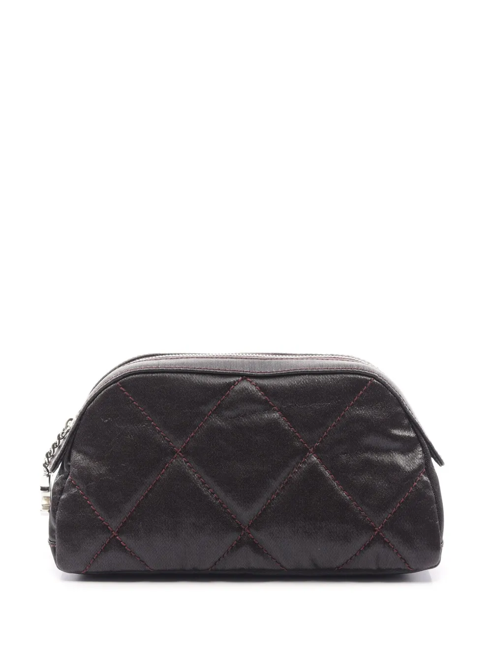 Pre-owned Chanel 2006-2008 Paris-biarritz Diamond-quilted Pouch In Brown