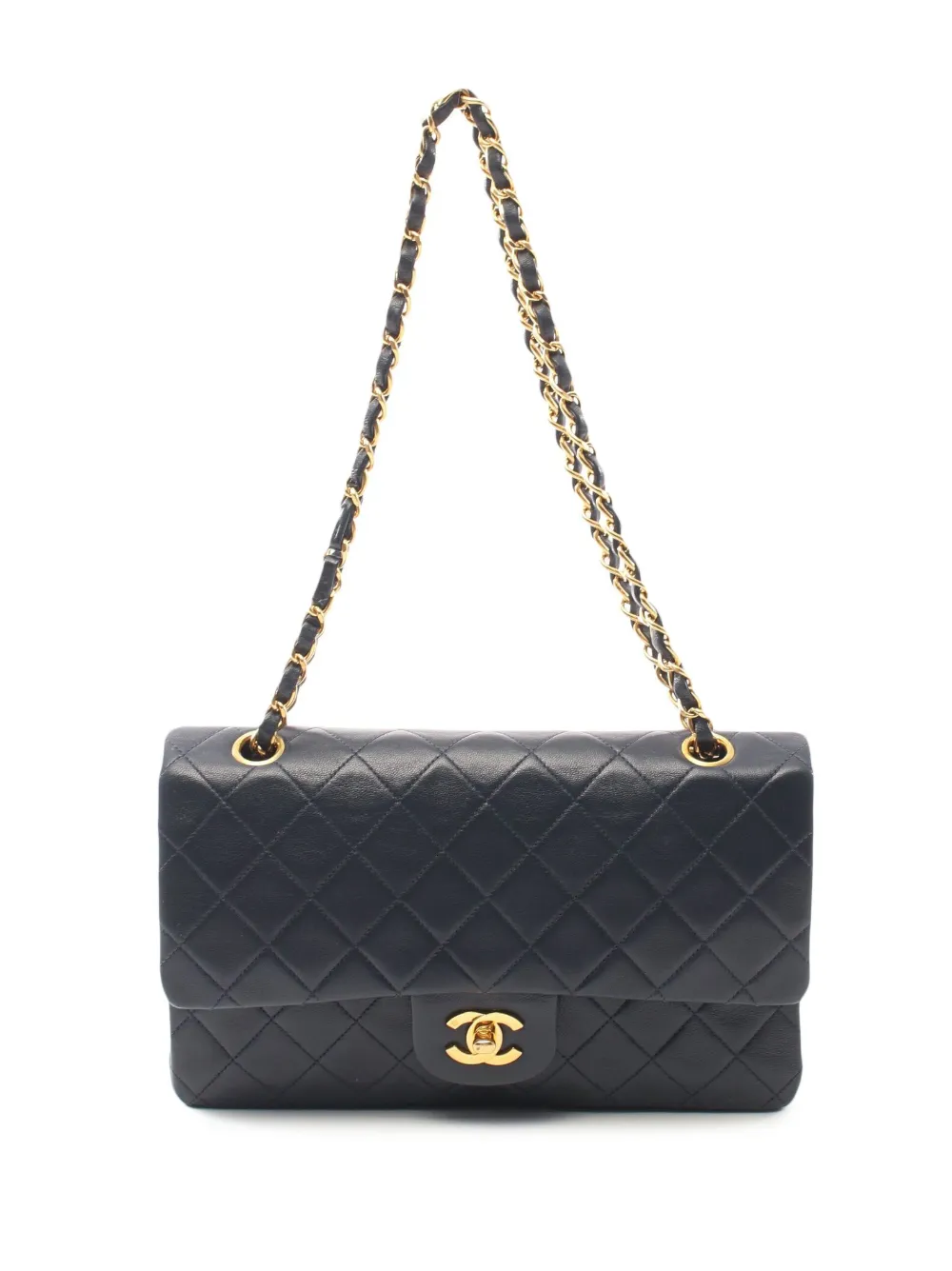 Pre-owned Chanel 1994-1996 Double Flap Shoulder Bag In Blue