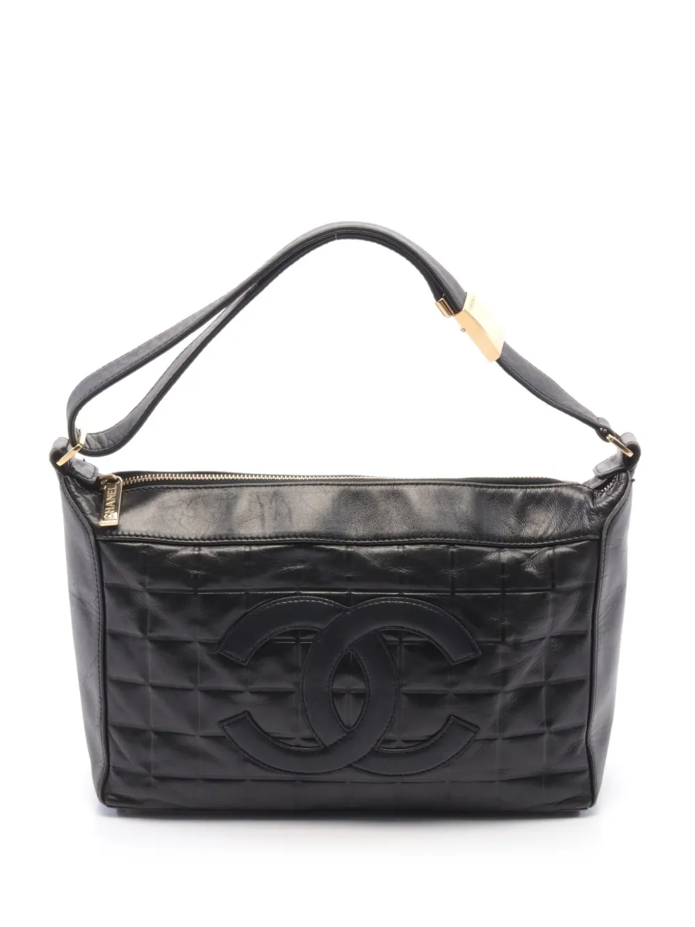Pre-owned Chanel 2000-2002 Choco Bar Cc Shoulder Bag In Black